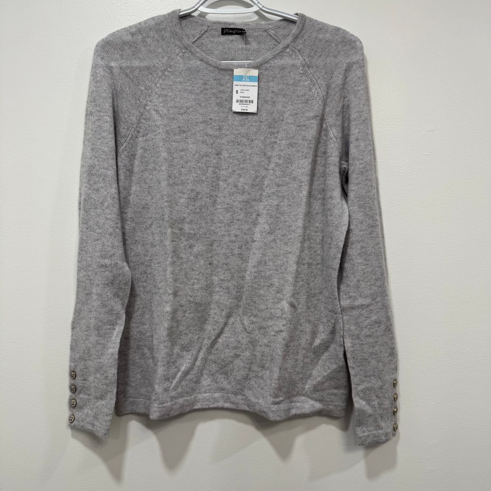 J Mclaughlin‎ Womens Jamey Sweater Small Cashmere Gray Pullover Knit Scoop NEW